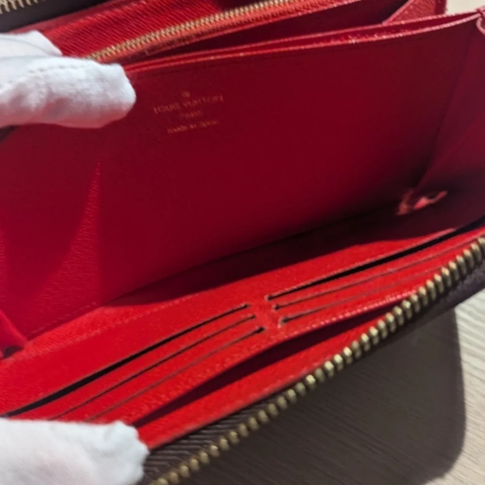 Louis Vuitton Monogram Zippy Wallet  With Red Interior And COA